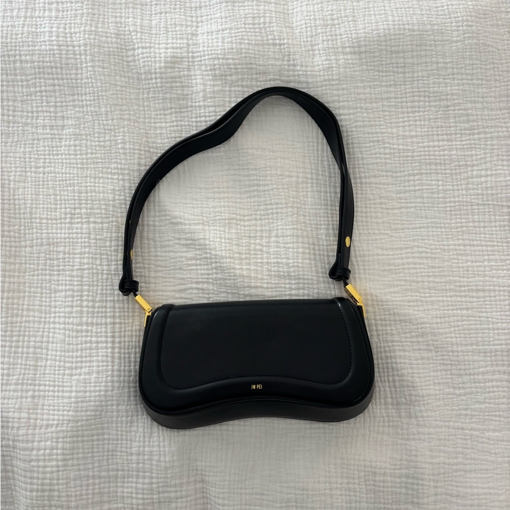JW PEI Black Shoulder Bag with Gold Accents